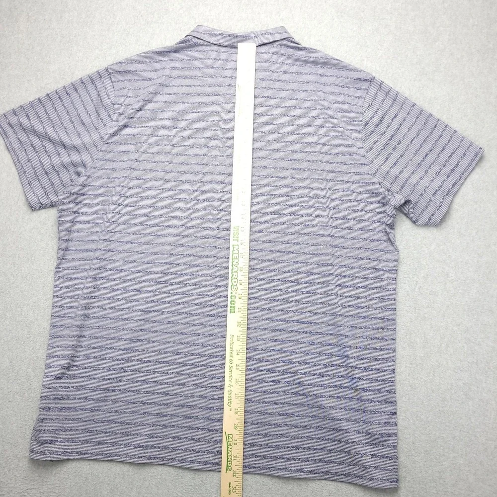 Nike Dri-FIT Polo Shirt Mens 2XL Blue Stripe‎ Golf Performance Stretch Top - Picture 6 of 11
